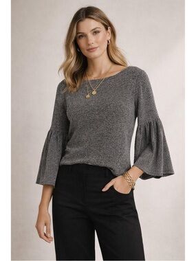 Banana Republic Black and White Tweed Knit Top